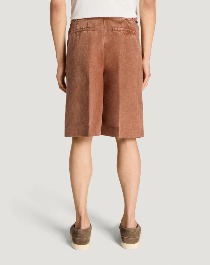 Pantaloni Torino Bermuda in twill di cotone e lino Offerta