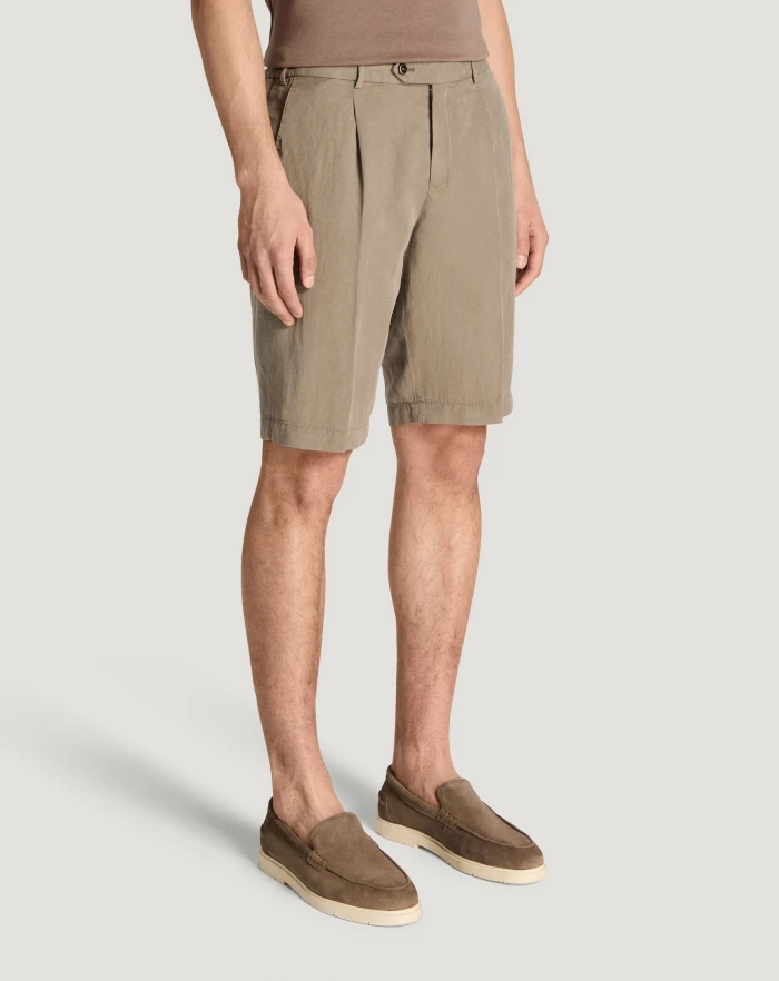 Pantaloni Torino Bermuda in cotone e lino batavia Economico