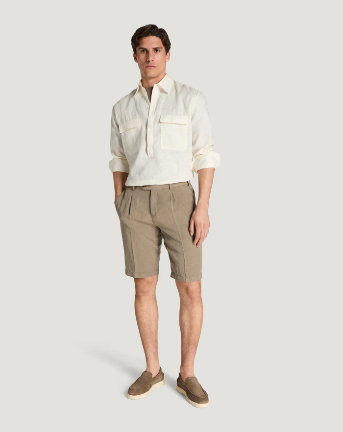 Pantaloni Torino Bermuda in cotone e lino batavia Economico