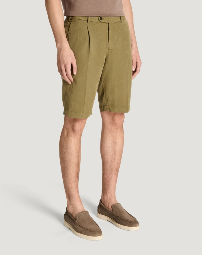 Pantaloni Torino Bermuda in cotone e lino batavia Online