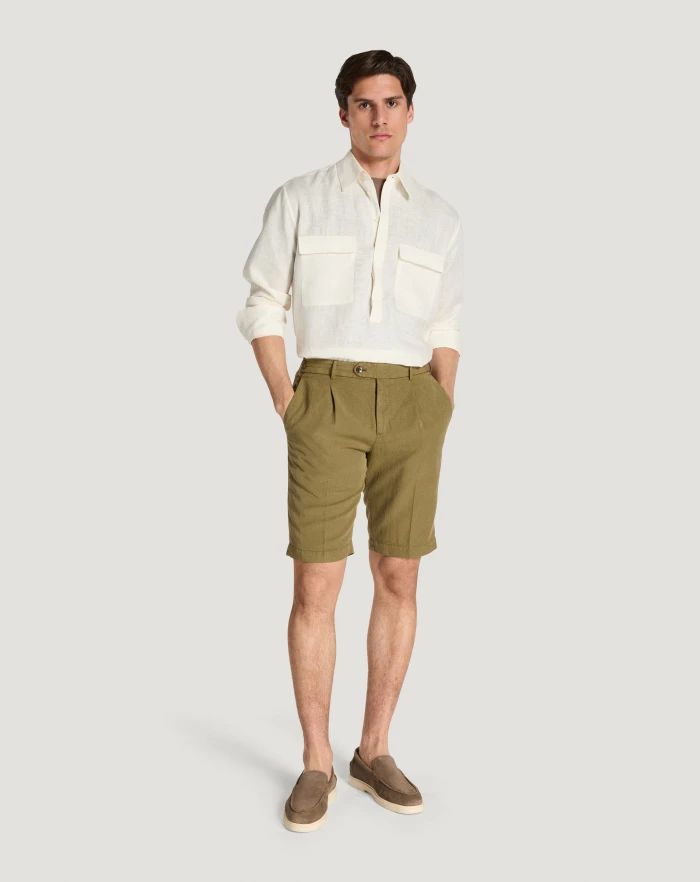 Pantaloni Torino Bermuda in cotone e lino batavia Online