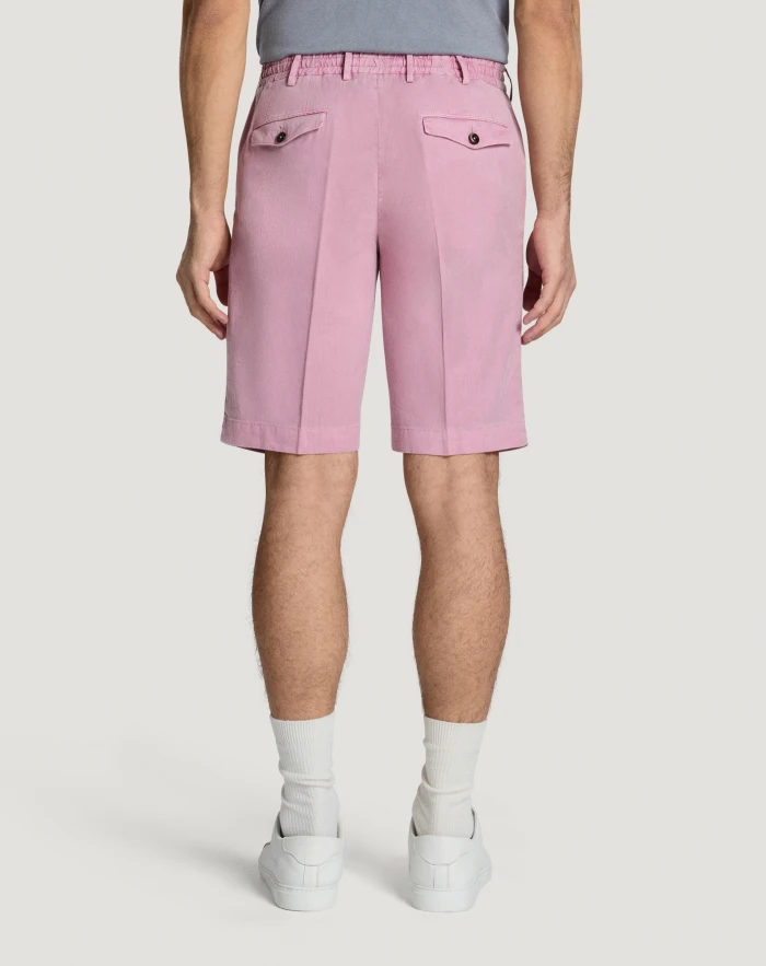 Pantaloni Torino Bermuda in lino stretch délavé Outlet