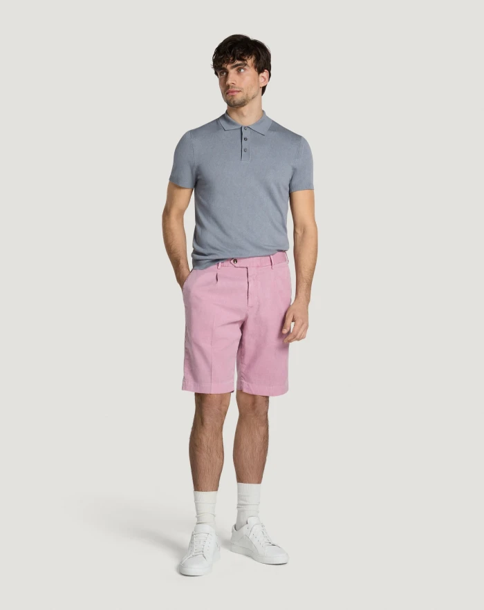 Pantaloni Torino Bermuda in lino stretch délavé Outlet