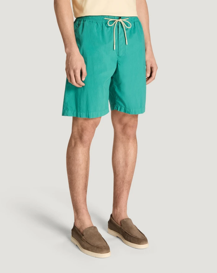 Pantaloni Torino Bermuda in popeline di cotone stretch Saldi