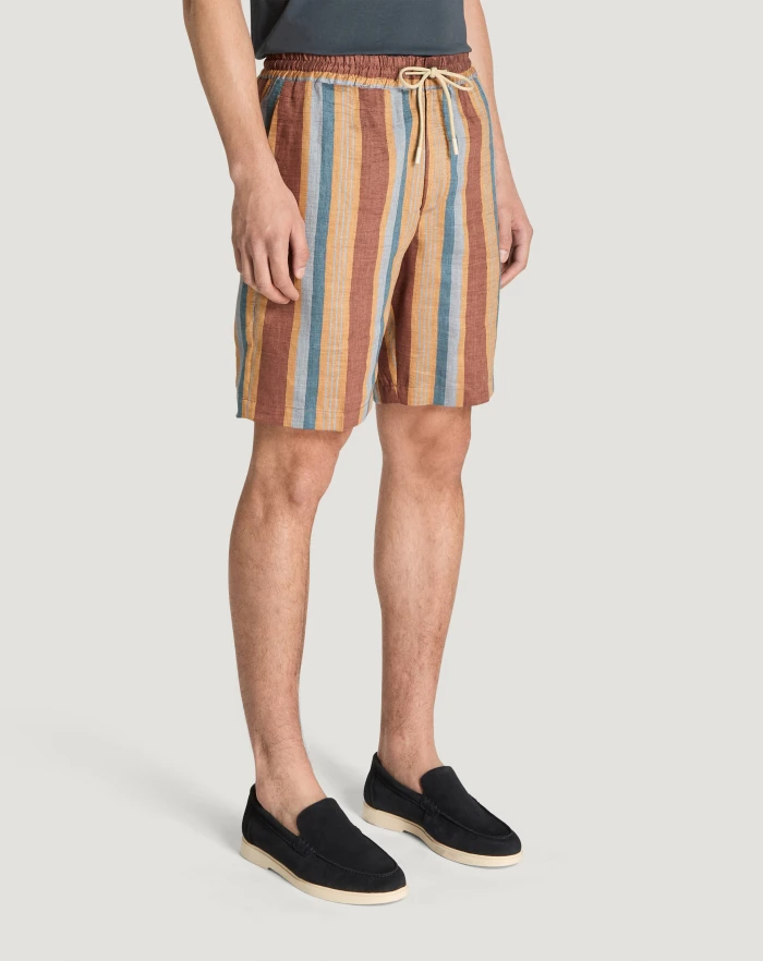 Pantaloni Torino Bermuda in lino fluido a righe Vendita Calda