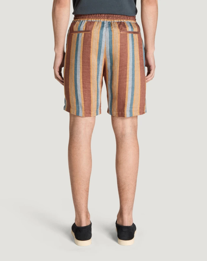 Pantaloni Torino Bermuda in lino fluido a righe Vendita Calda