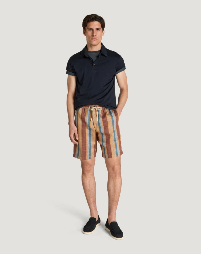 Pantaloni Torino Bermuda in lino fluido a righe Vendita Calda