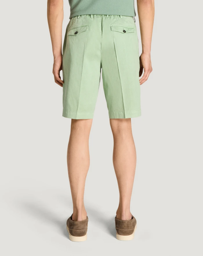 Pantaloni Torino Bermuda in lino stretch délavé Saldi Di Fabbrica