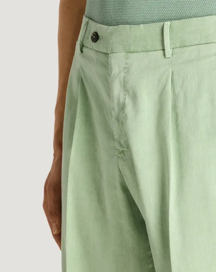 Pantaloni Torino Bermuda in lino stretch délavé Saldi Di Fabbrica