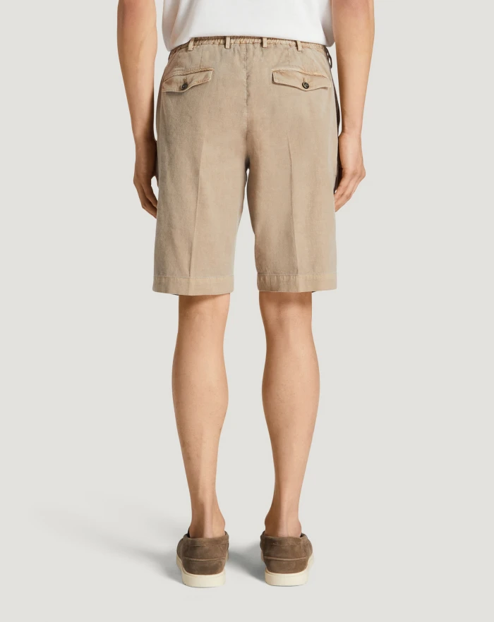 Pantaloni Torino Bermuda in lino stretch délavé Moda