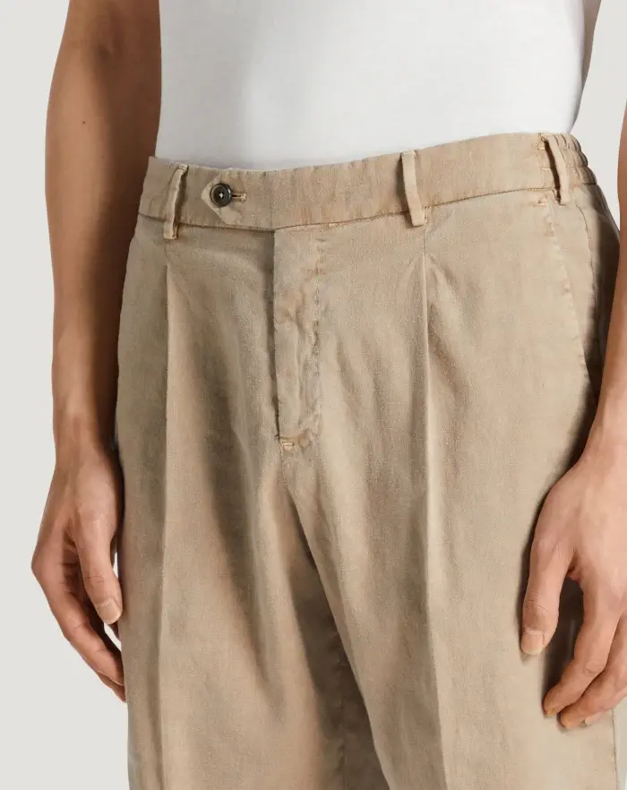 Pantaloni Torino Bermuda in lino stretch délavé Moda