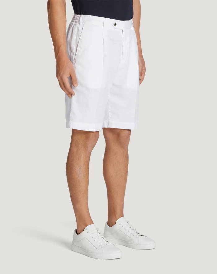 Pantaloni Torino Bermuda in lino stretch délavé Italy