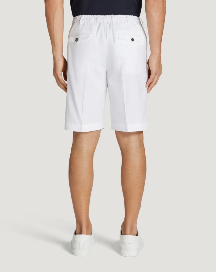 Pantaloni Torino Bermuda in lino stretch délavé Italy