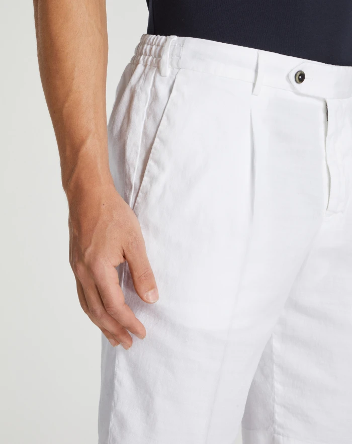 Pantaloni Torino Bermuda in lino stretch délavé Italy