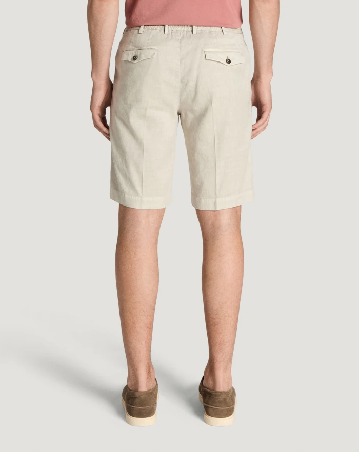Pantaloni Torino Bermuda in lino stretch délavé In Linea