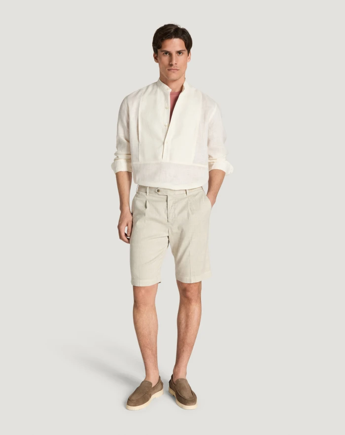 Pantaloni Torino Bermuda in lino stretch délavé In Linea