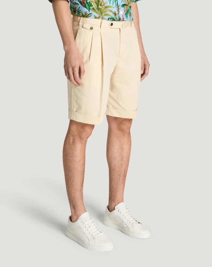 Pantaloni Torino Bermuda in gabardina di cotone e lino Nuovo