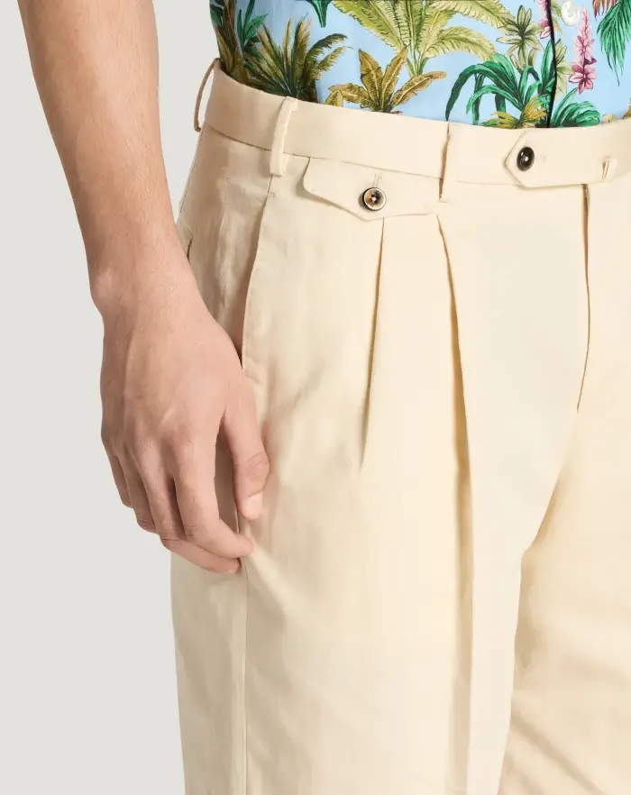 Pantaloni Torino Bermuda in gabardina di cotone e lino Nuovo