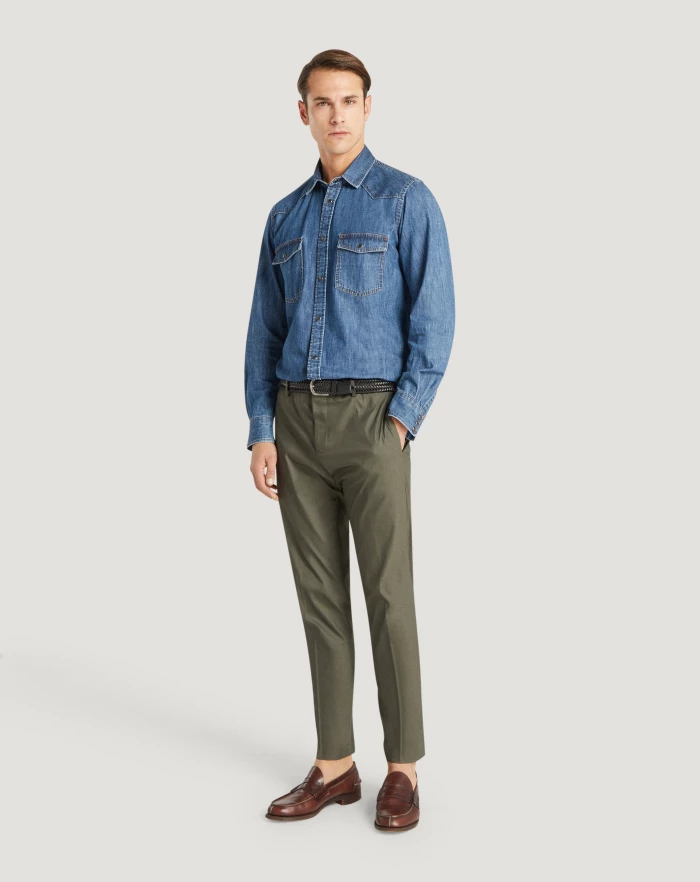 Pantaloni Torino Camicia in denim Consegna Veloce