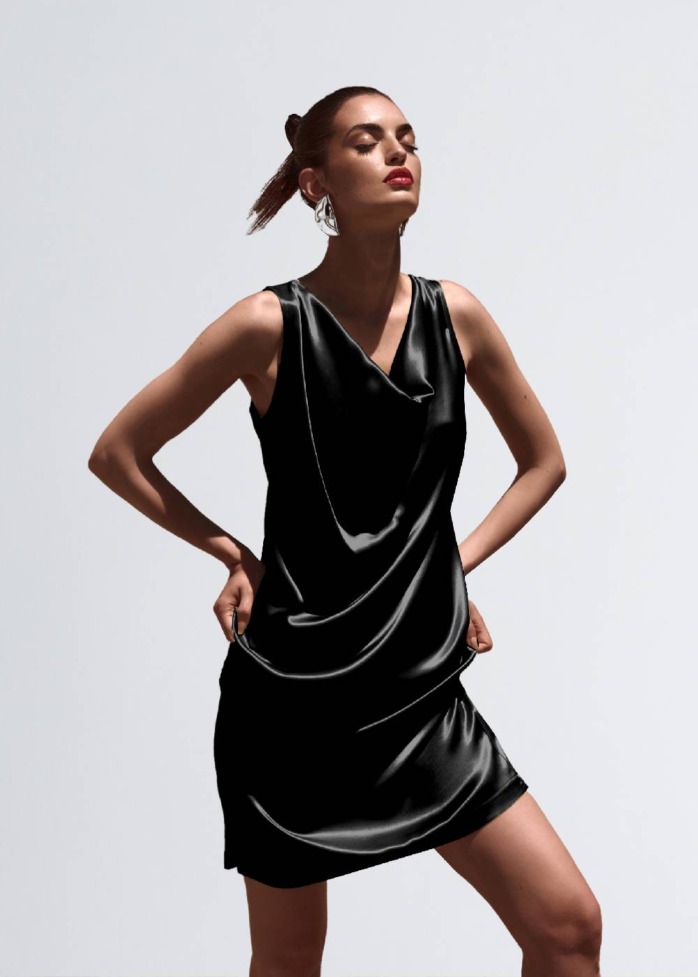 Paola T. Abito in raso di viscosa Moda