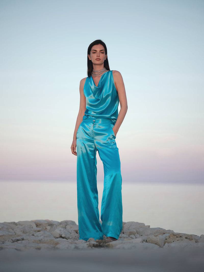 Paola T. Pantalone palazzo in raso di viscosa Italia