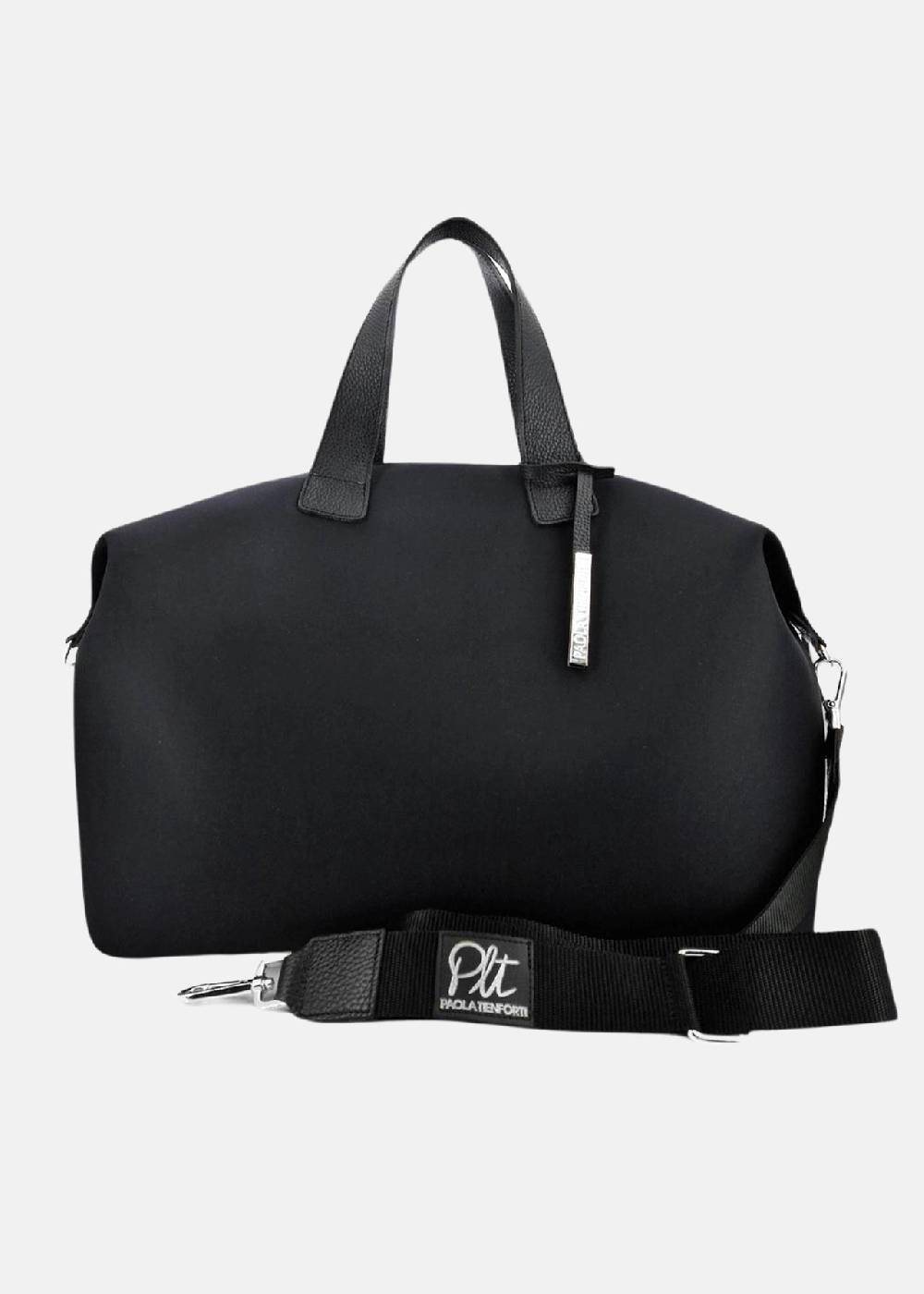Paola T. Bauletto large in neoprene con dettagli argento Presa