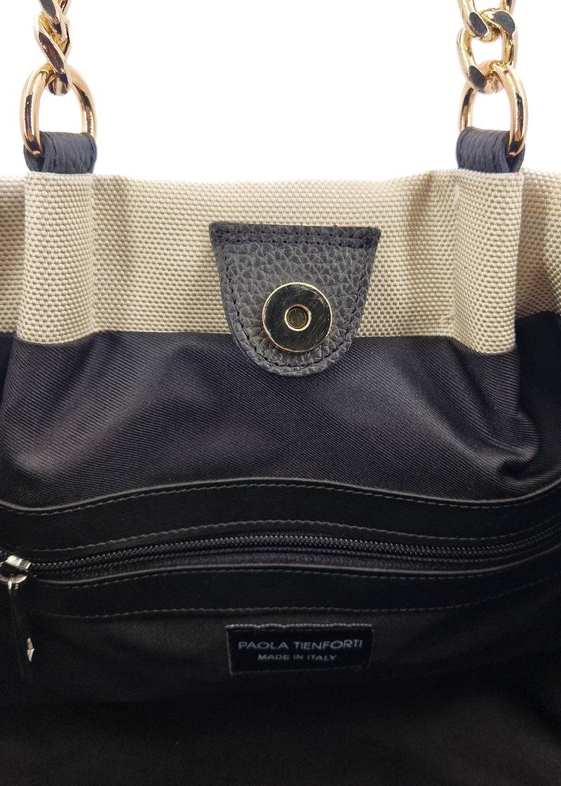 Paola T. Shopper in cordura con dettagli oro Sconto
