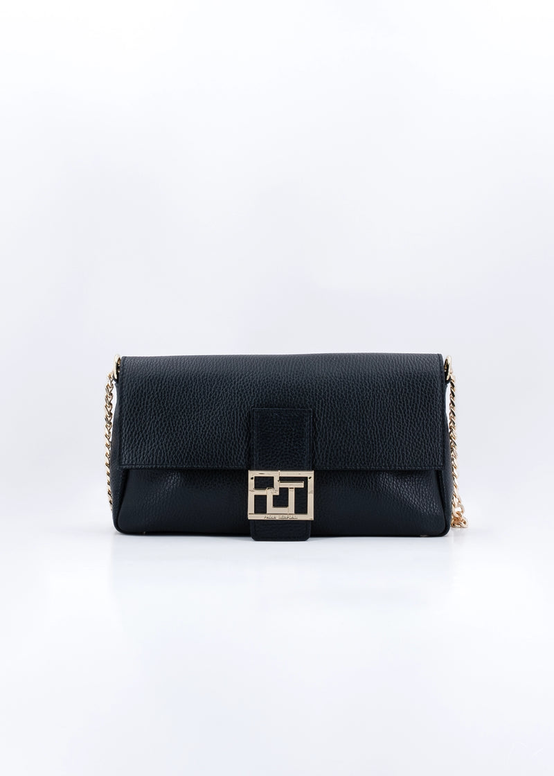 Paola T. Baguette medium in pelle morbida con dettagli oro Vendita Calda