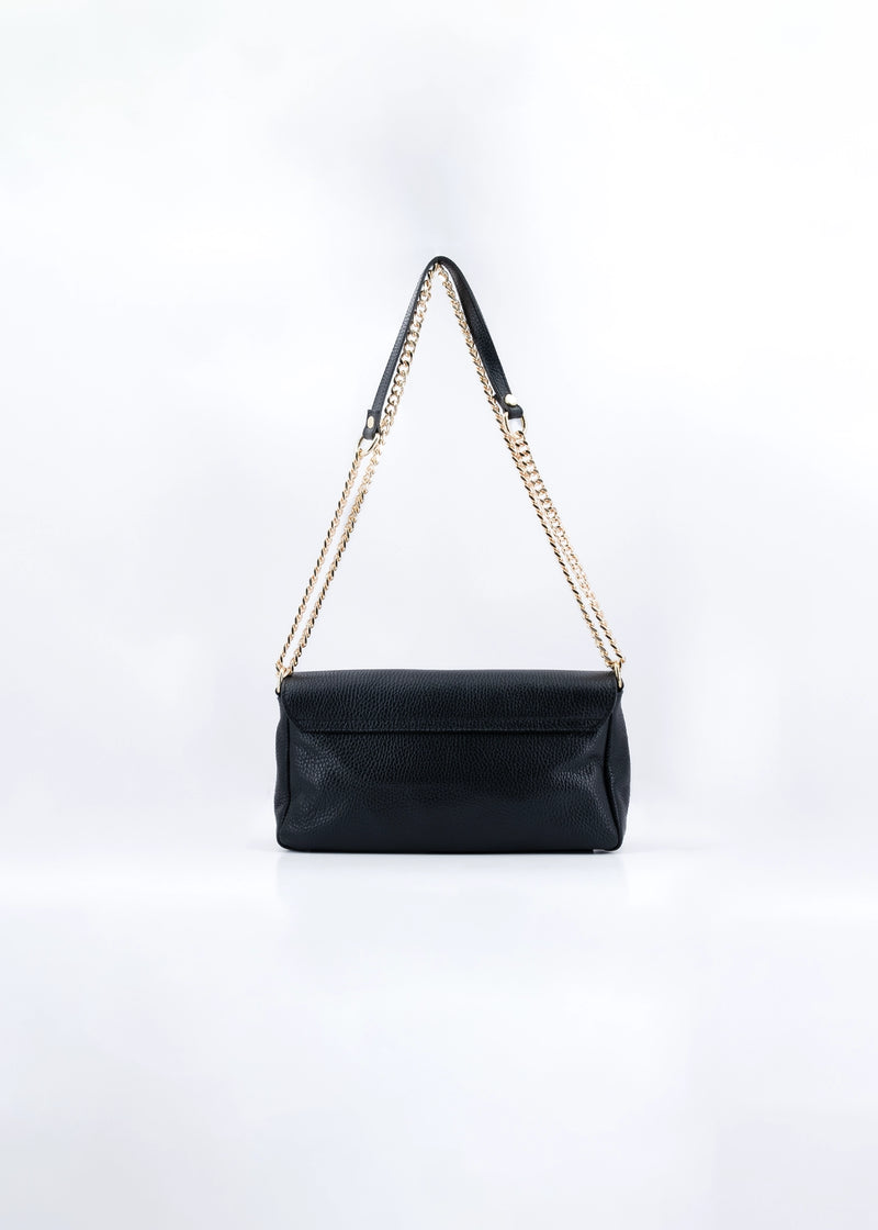 Paola T. Baguette medium in pelle morbida con dettagli oro Vendita Calda