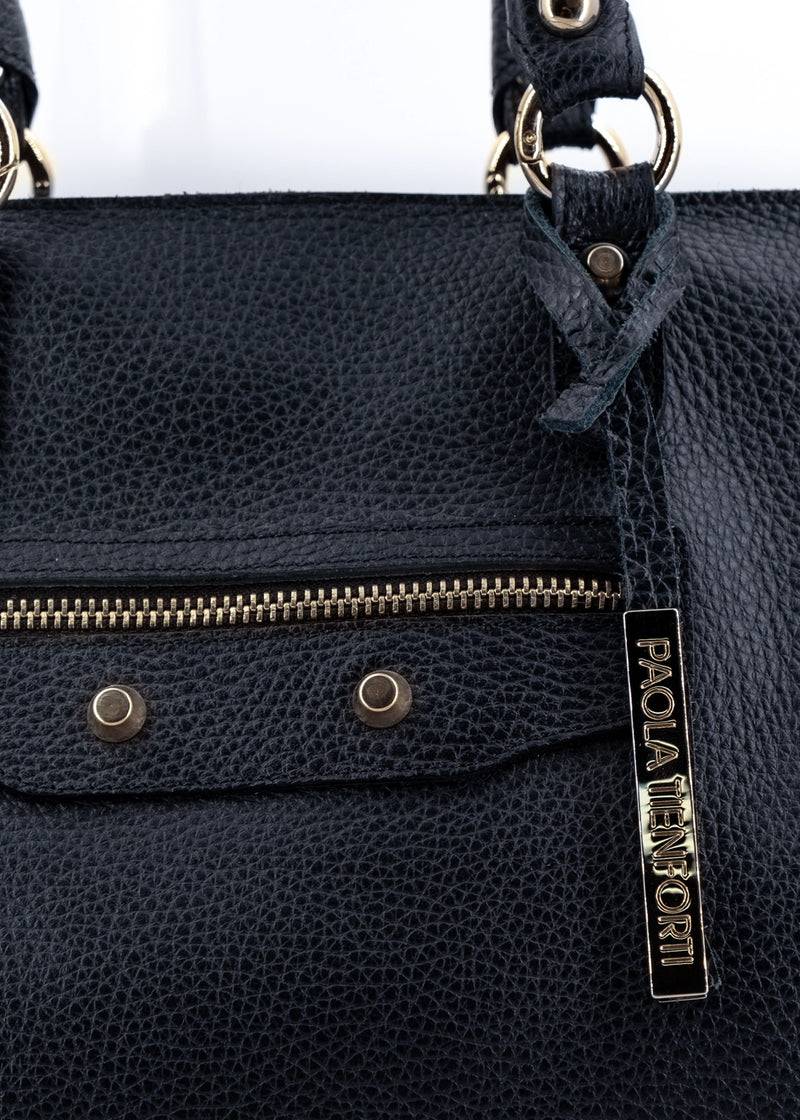 Paola T. Shopper in pelle morbida con dettagli oro Vendita Economica