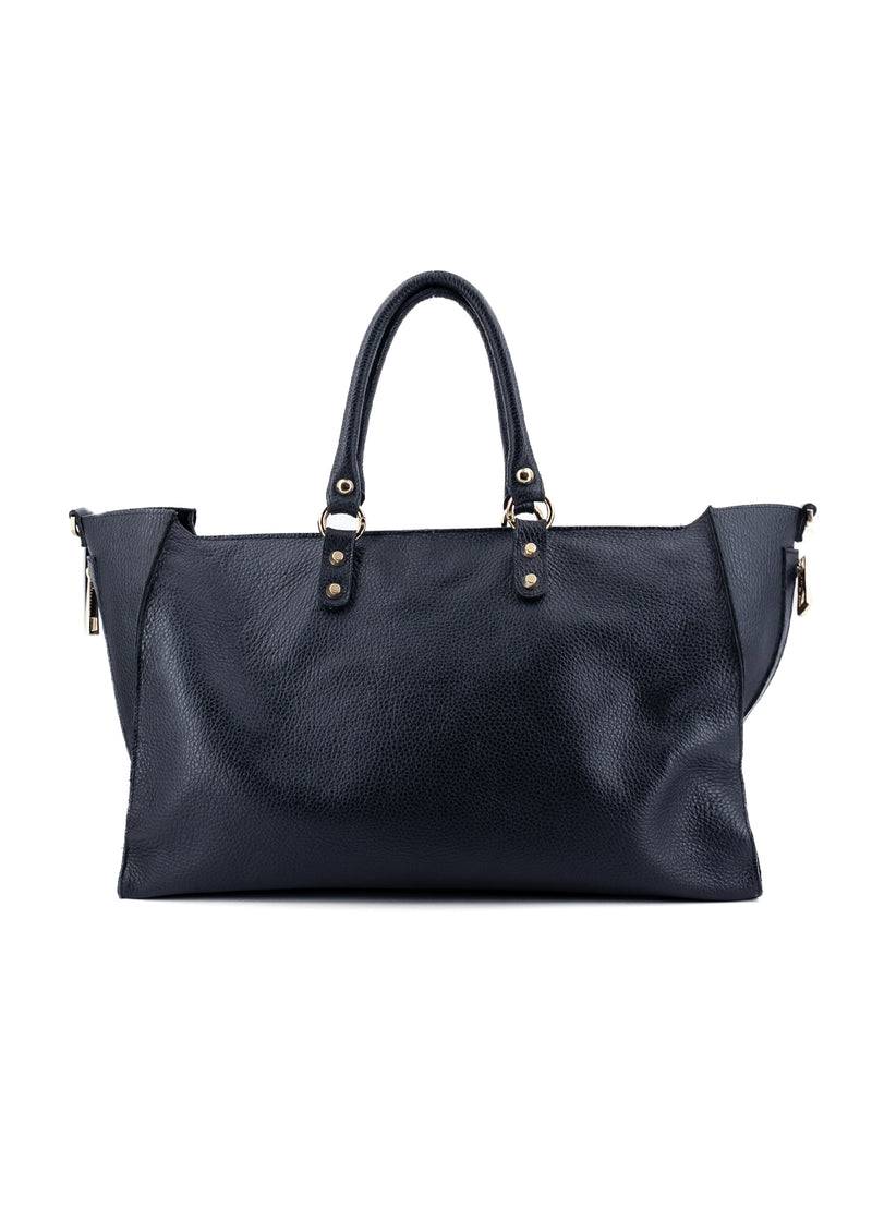 Paola T. Shopper in pelle morbida con dettagli oro Vendita Economica
