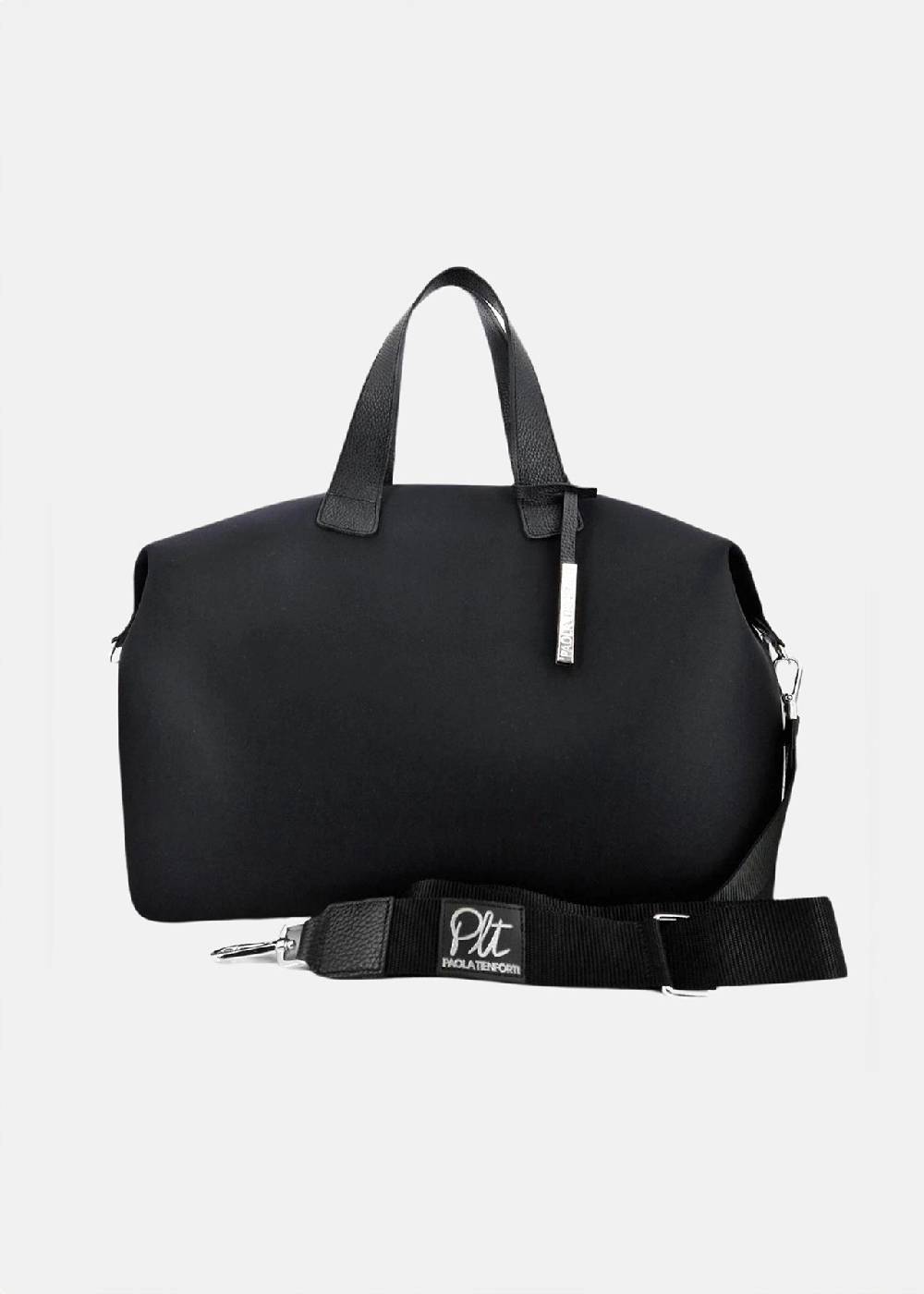 Paola T. Bauletto medium in neoprene con dettagli argento