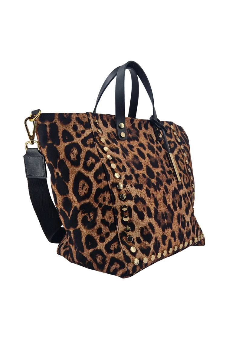 Paola T. Shopper medium con rivetti e pendente argento In Linea