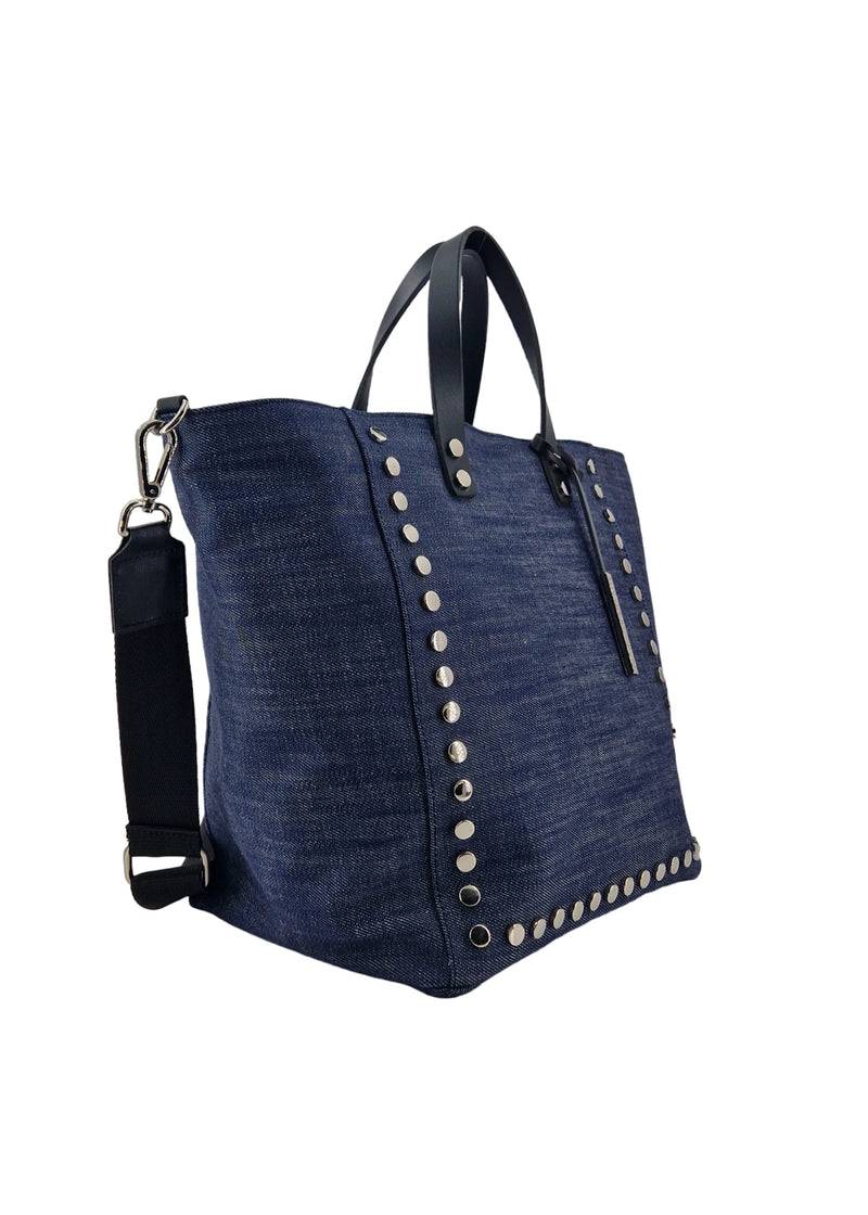 Paola T. Shopper medium con rivetti e pendente argento Nuovo