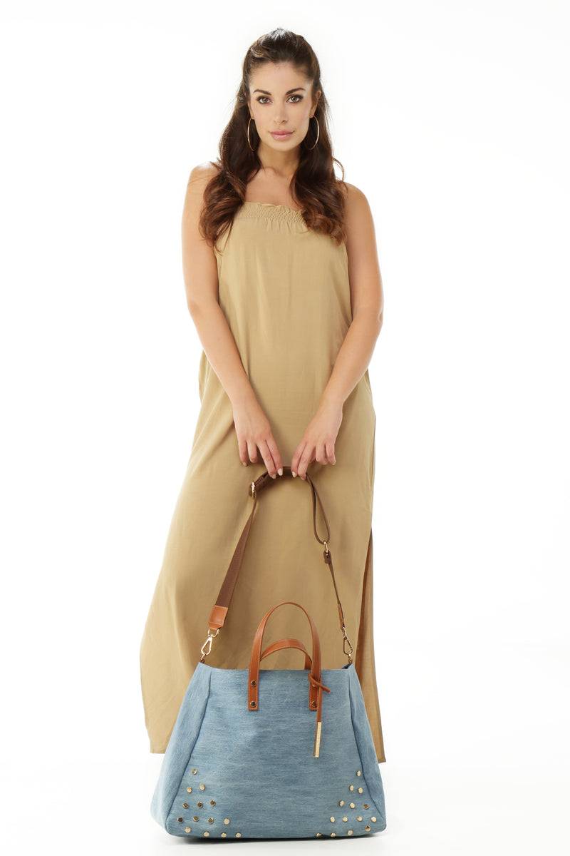 Paola T. Shopper con rivetti e pendente oro Promozione