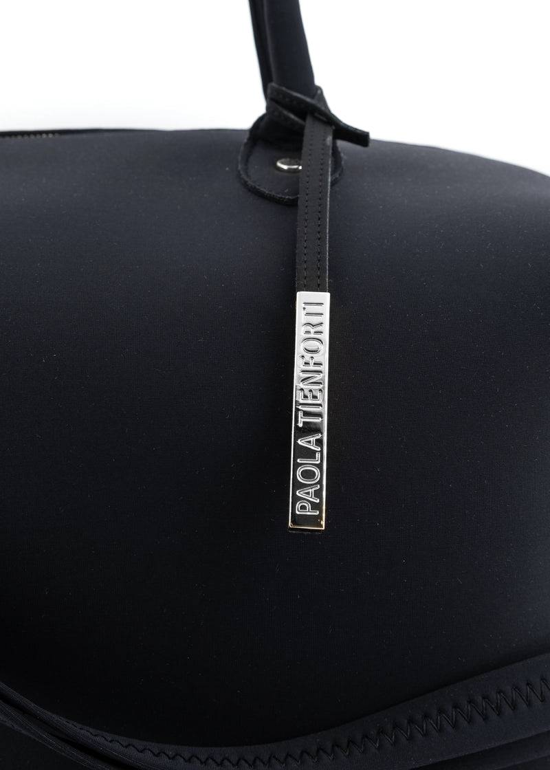 Paola T. Bauletto large in neoprene con dettagli argento Pezzi Unici