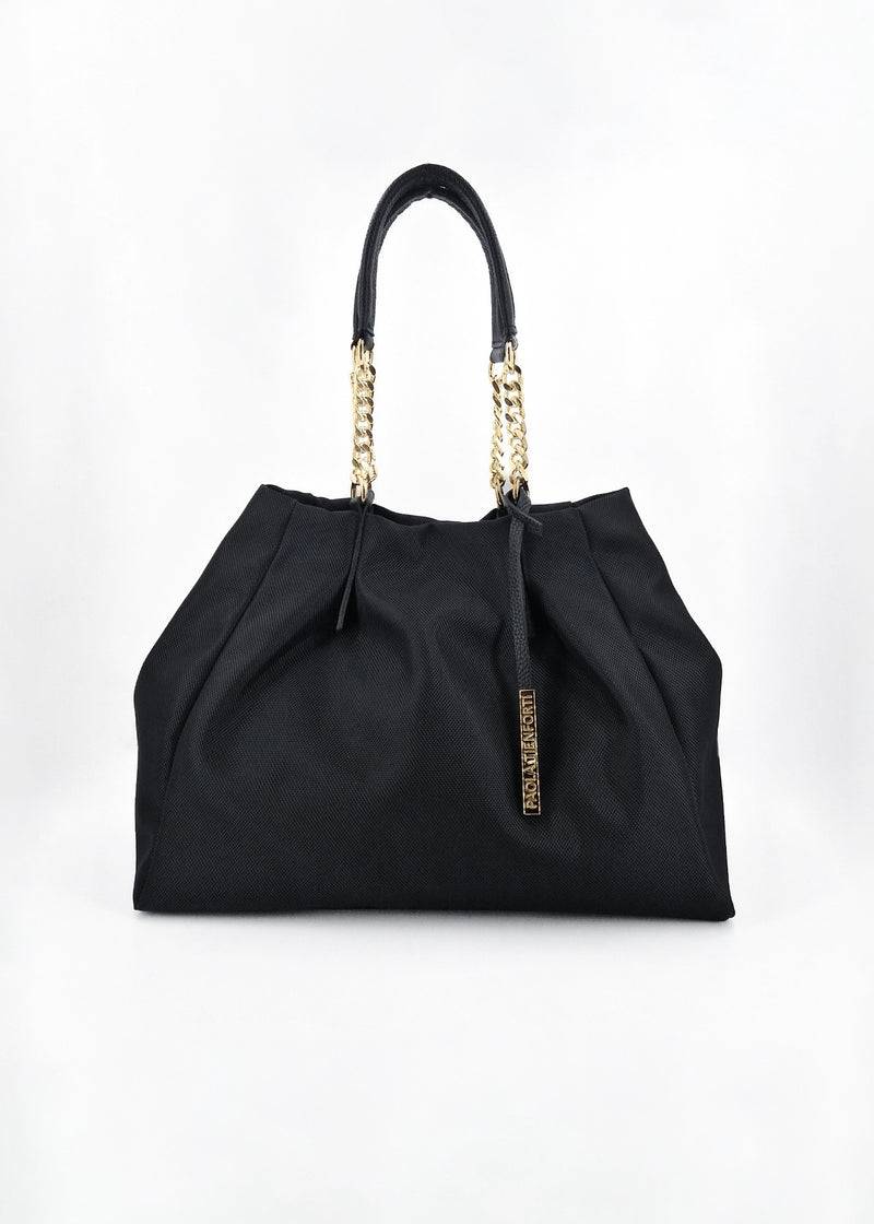 Paola T. Shopper in cordura con dettagli oro Soddisfazione Garantita