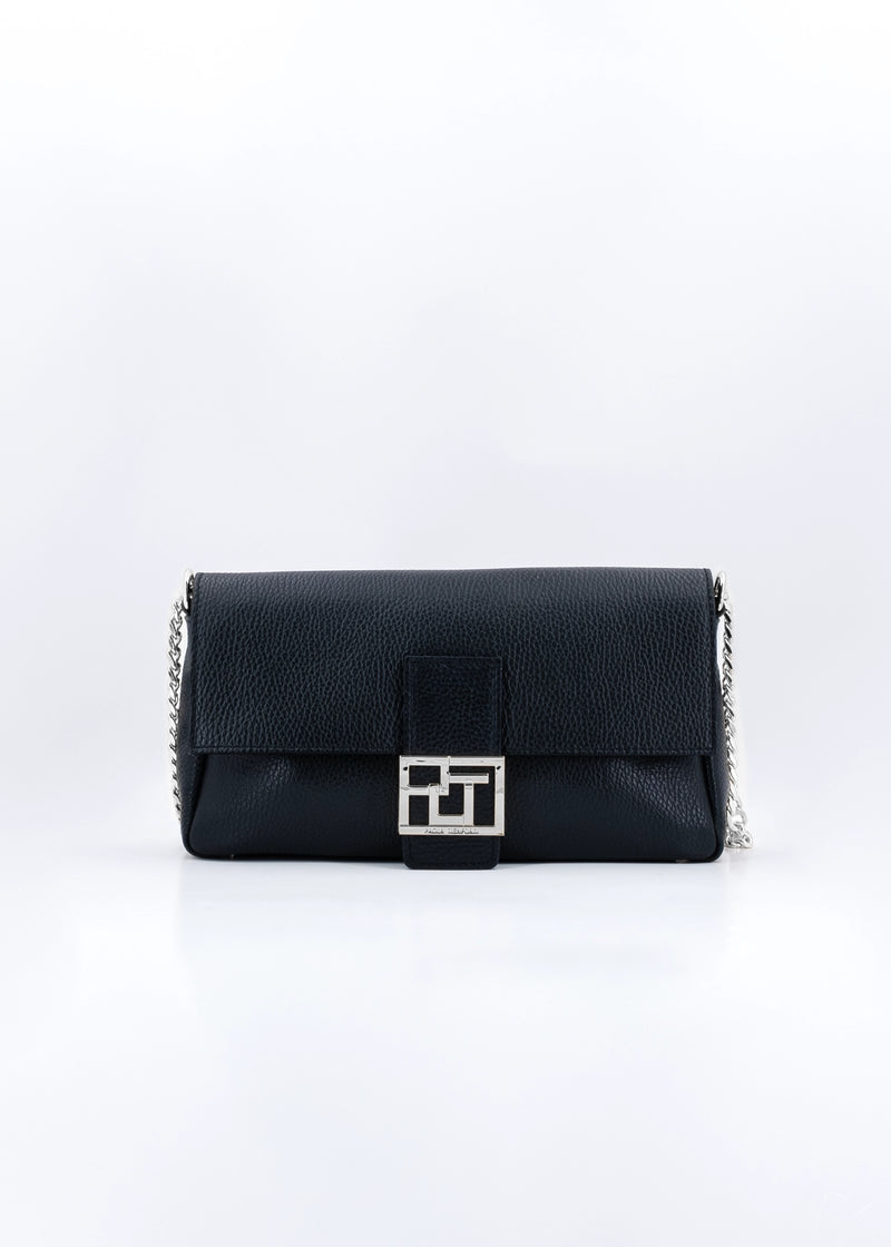 Paola T. Baguette medium in pelle morbida con dettagli argento Negozi Online