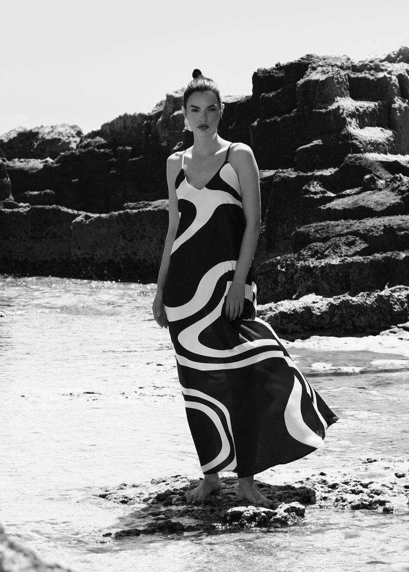 Paola T. Abito lungo in stampa wave Fino Al -60%