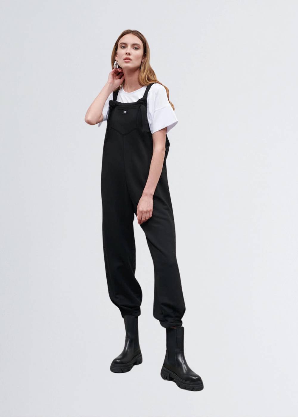 Paola T. Salopette in cotone stretch In Vendita