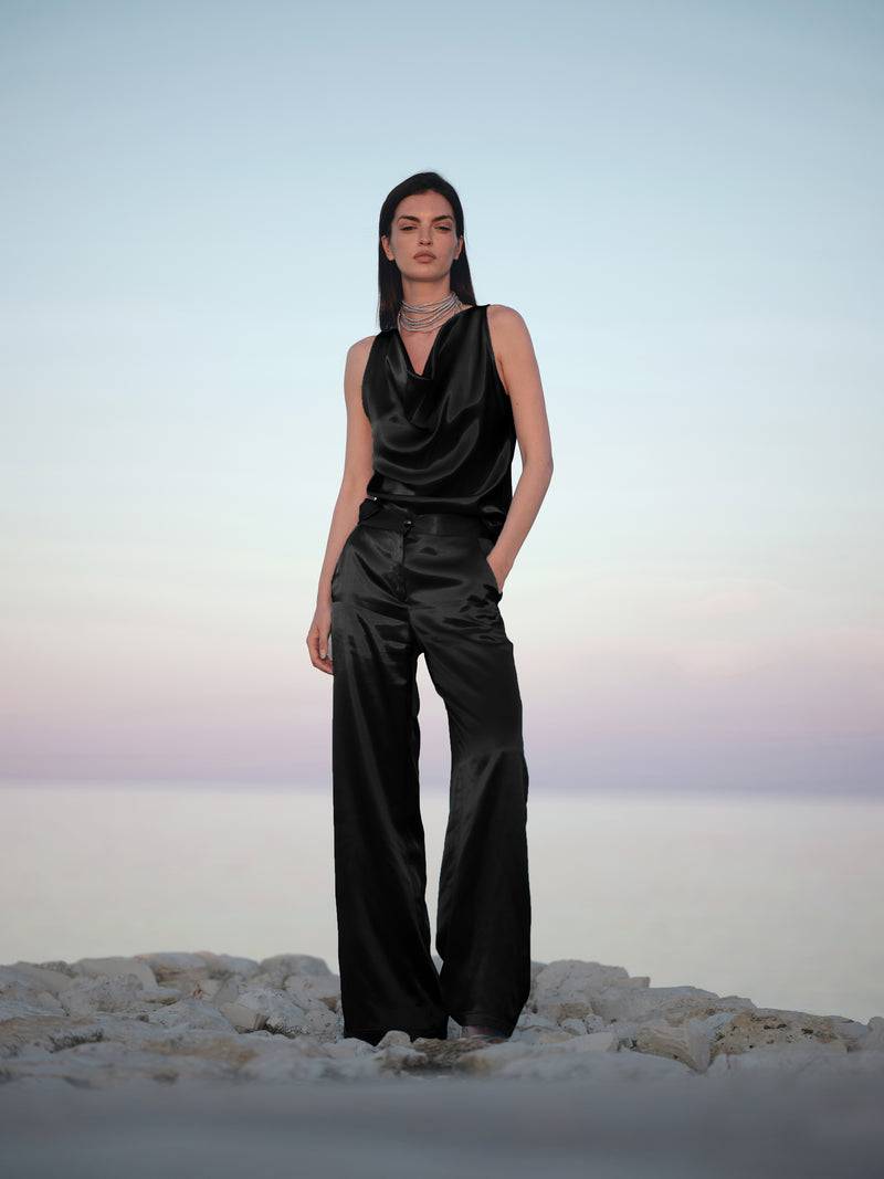 Paola T. Blusa scollatura morbida in raso Offerte