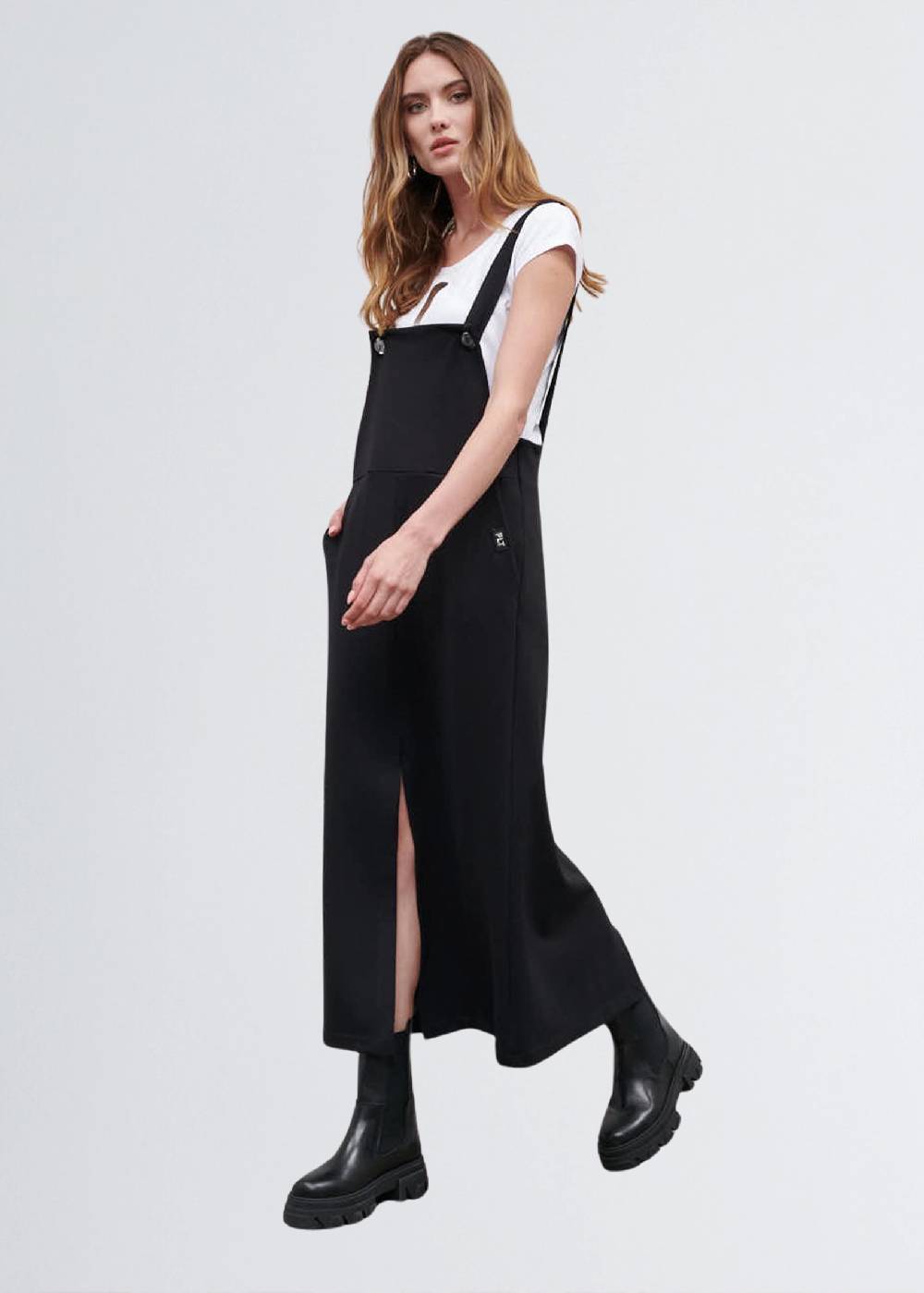 Paola T. Salopette gonna in cotone stretch Vendita Economica