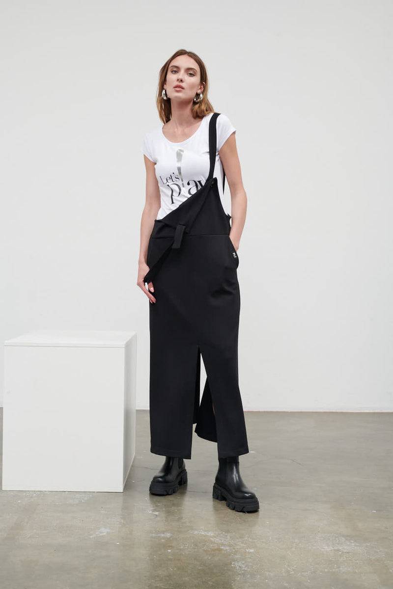 Paola T. Salopette gonna in cotone stretch Vendita Economica