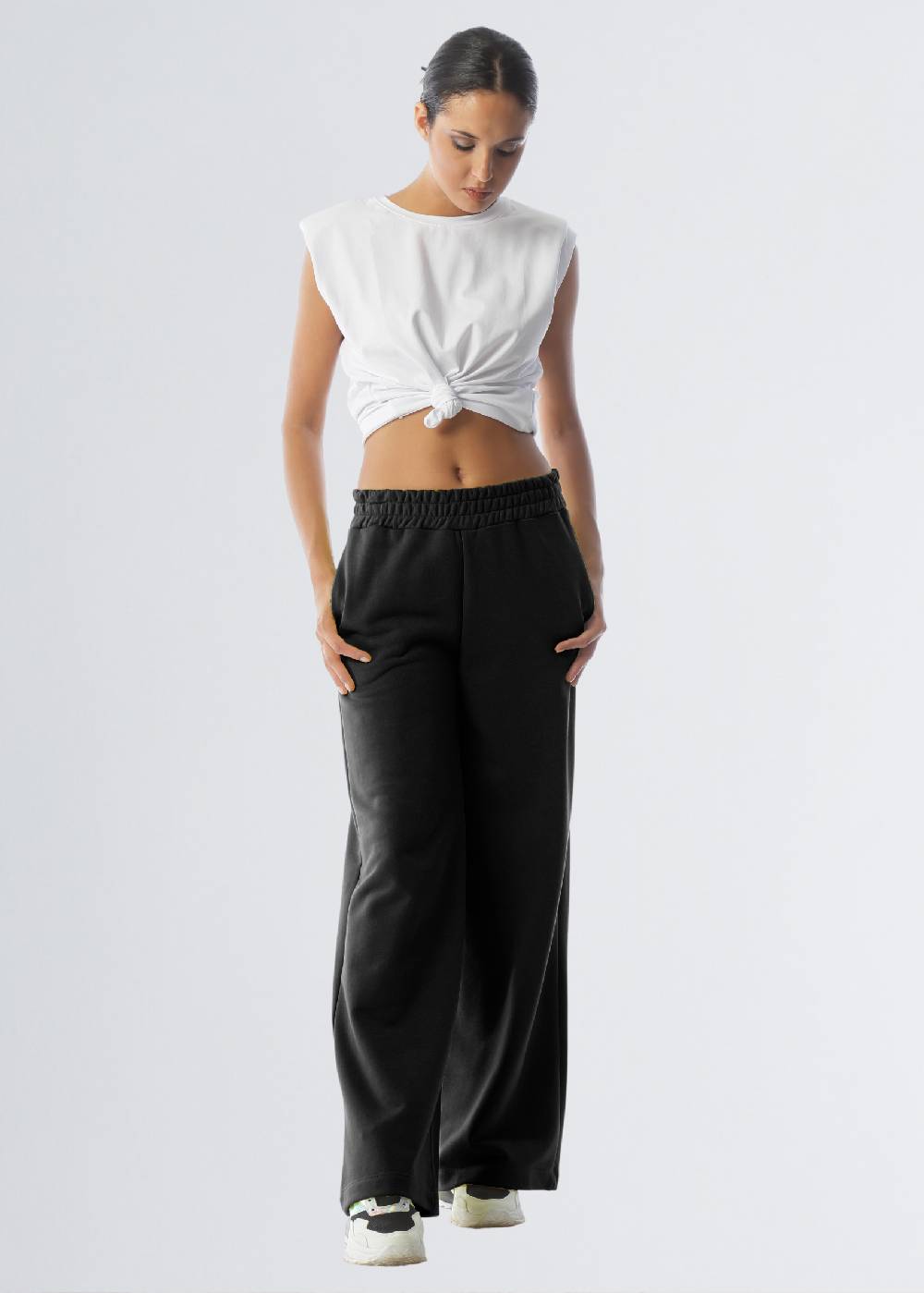 Paola T. Pantalone palazzo in cotone stretch Negozio