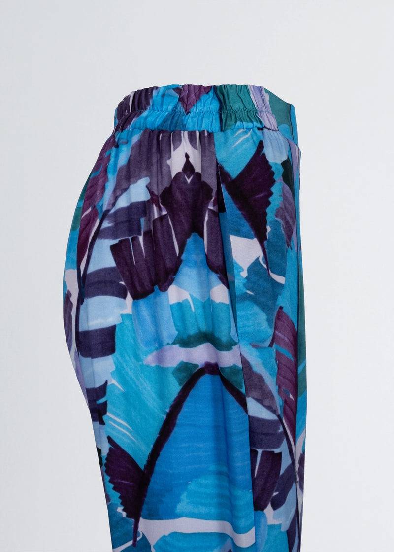 Paola T. Pantalone palazzo in viscosa stampa palm Qualità