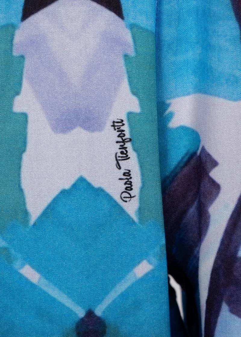 Paola T. Pantalone palazzo in viscosa stampa palm Qualità