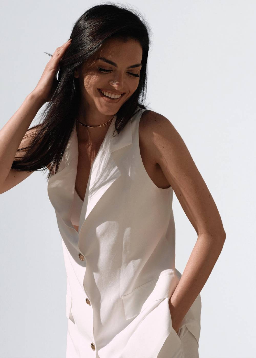 Paola T. Gilet in lino e viscosa Negozi Online
