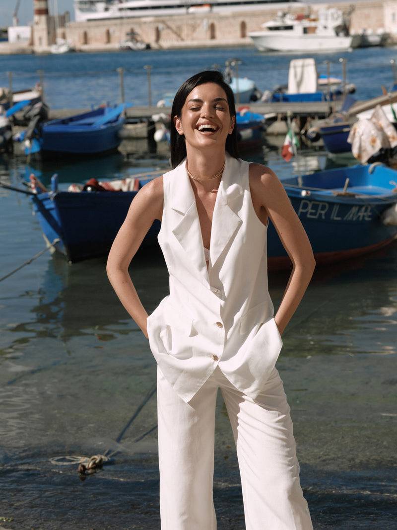 Paola T. Gilet in lino e viscosa Negozi Online