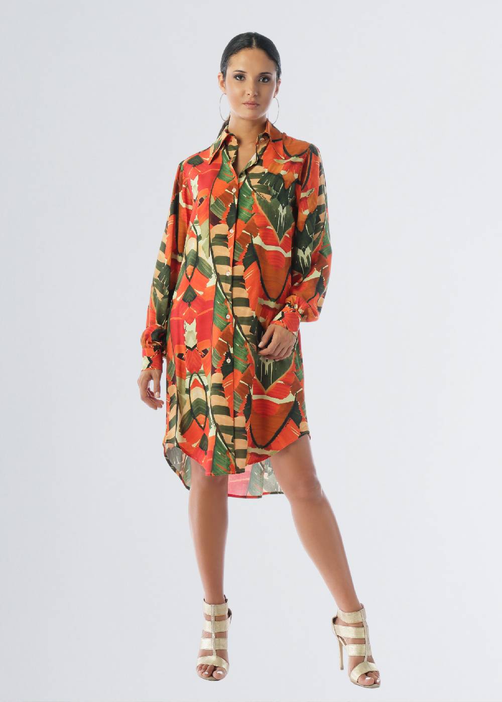 Paola T. Abito in viscosa stampa Palm Shopping Online
