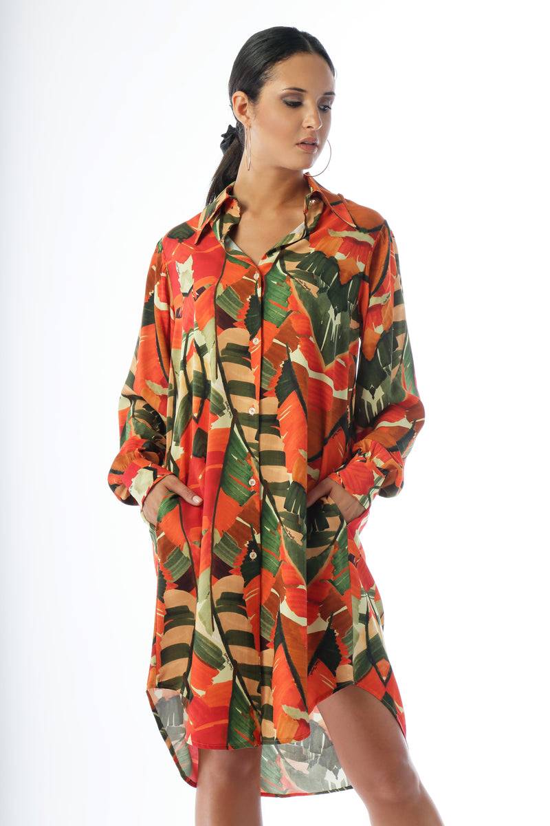 Paola T. Abito in viscosa stampa Palm Shopping Online